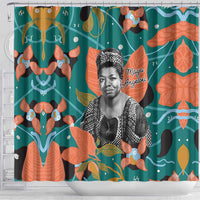 Maya Angelou Shower Curtain Inspirational Quote Design Vibrant Teal and Orange Leaf Motif - Wonder Print Shop
