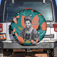 Maya Angelou Spare Tire Cover Inspirational Quote Design Vibrant Teal and Orange Leaf Motif - Wonder Print Shop