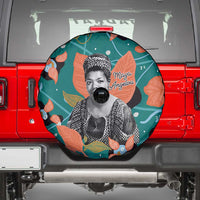 Maya Angelou Spare Tire Cover Inspirational Quote Design Vibrant Teal and Orange Leaf Motif - Wonder Print Shop