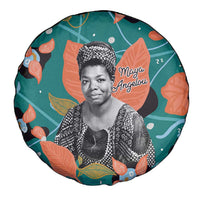 Maya Angelou Spare Tire Cover Inspirational Quote Design Vibrant Teal and Orange Leaf Motif - Wonder Print Shop