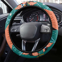 Maya Angelou Steering Wheel Cover Inspirational Quote Design Vibrant Teal and Orange Leaf Motif - Wonder Print Shop