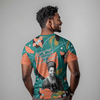 Maya Angelou T shirt Inspirational Quote Design Vibrant Teal and Orange Leaf Motif - Wonder Print Shop