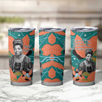 Maya Angelou Tumbler Cup Inspirational Quote Design Vibrant Teal and Orange Leaf Motif - Wonder Print Shop