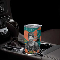 Maya Angelou Tumbler Cup Inspirational Quote Design Vibrant Teal and Orange Leaf Motif - Wonder Print Shop