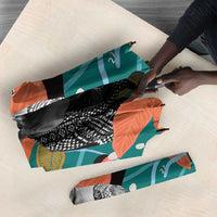 Maya Angelou Umbrella Inspirational Quote Design Vibrant Teal and Orange Leaf Motif - Wonder Print Shop
