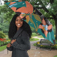 Maya Angelou Umbrella Inspirational Quote Design Vibrant Teal and Orange Leaf Motif - Wonder Print Shop