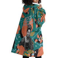 Maya Angelou Wearable Blanket Hoodie Inspirational Quote Design Vibrant Teal and Orange Leaf Motif - Wonder Print Shop