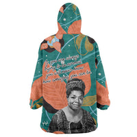 Maya Angelou Wearable Blanket Hoodie Inspirational Quote Design Vibrant Teal and Orange Leaf Motif - Wonder Print Shop