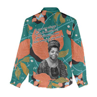 Maya Angelou Women Casual Shirt Inspirational Quote Design Vibrant Teal and Orange Leaf Motif - Wonder Print Shop