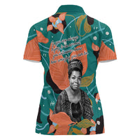 Maya Angelou Women Polo Shirt Inspirational Quote Design Vibrant Teal and Orange Leaf Motif - Wonder Print Shop
