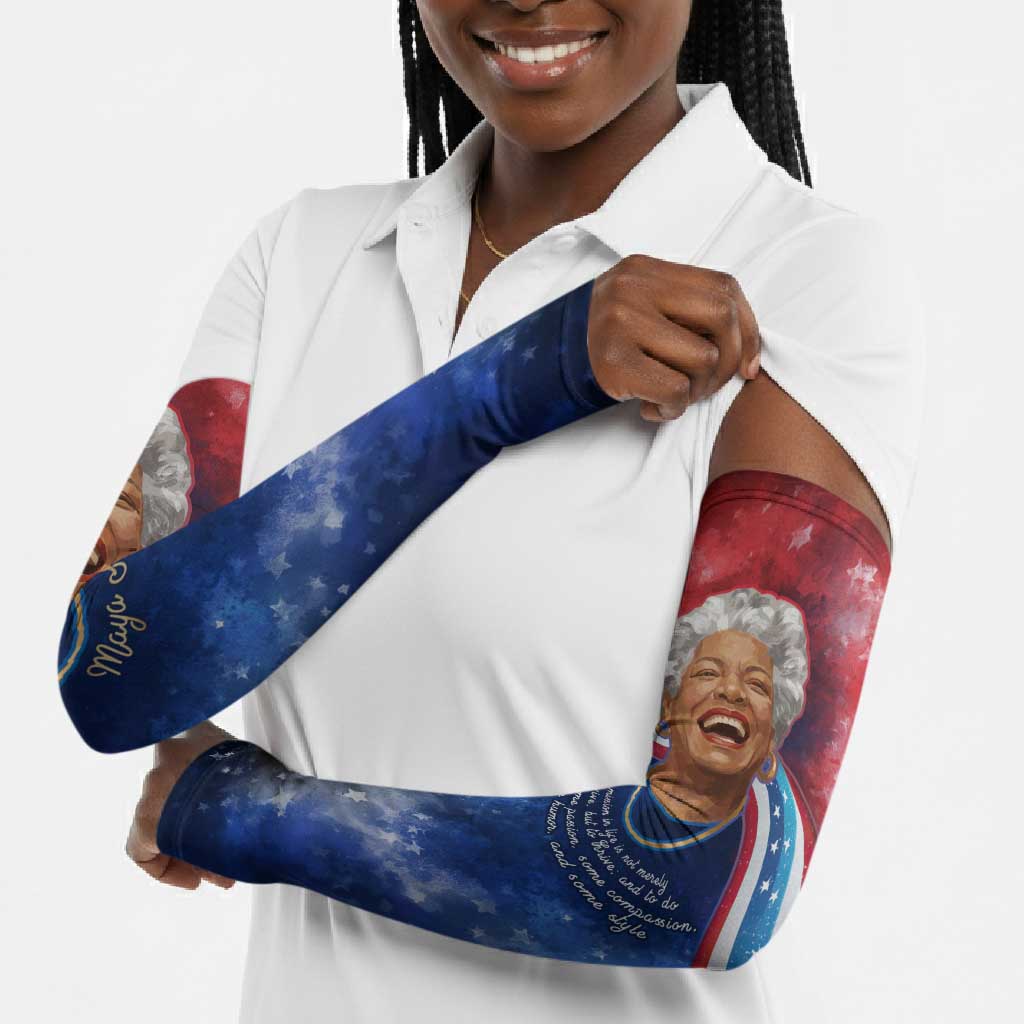 Maya Angelou Arm Sleeves Inspirational Life Mission Quote Celebration of Joy Passion and Compassion - Wonder Print Shop