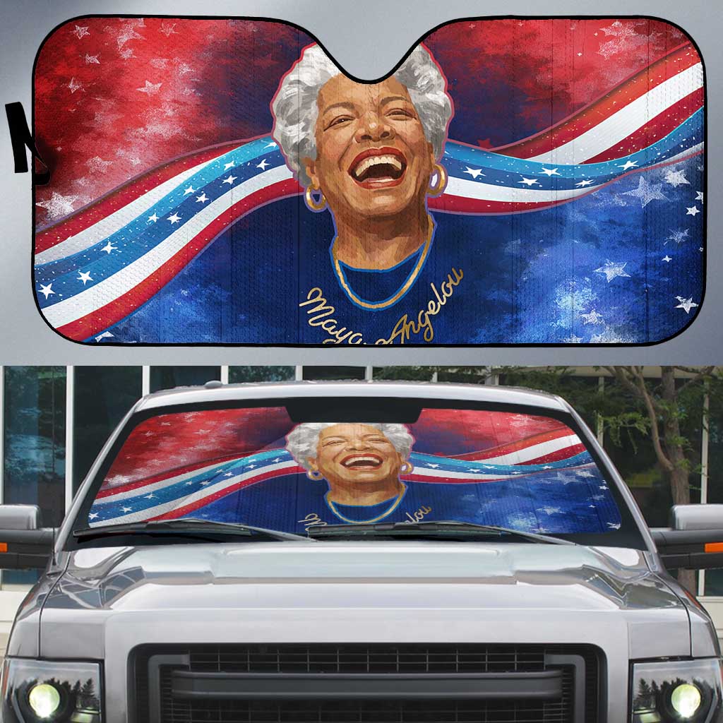 Maya Angelou Auto Sun Shade Inspirational Life Mission Quote Celebration of Joy Passion and Compassion - Wonder Print Shop