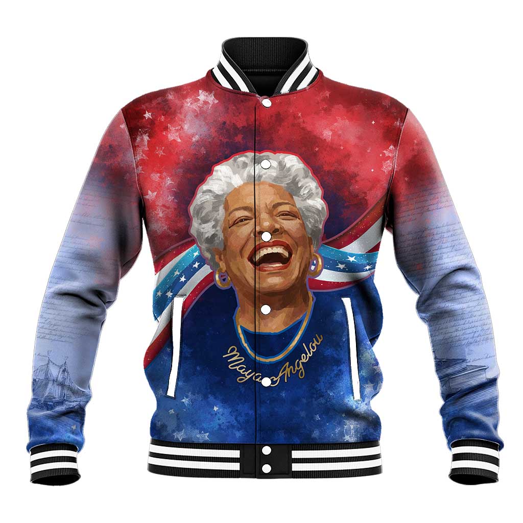 Maya Angelou Baseball Jacket Inspirational Life Mission Quote Celebration of Joy Passion and Compassion - Wonder Print Shop
