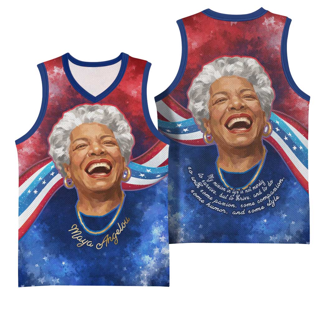 Maya Angelou Basketball Jersey Inspirational Life Mission Quote Celebration of Joy Passion and Compassion - Wonder Print Shop