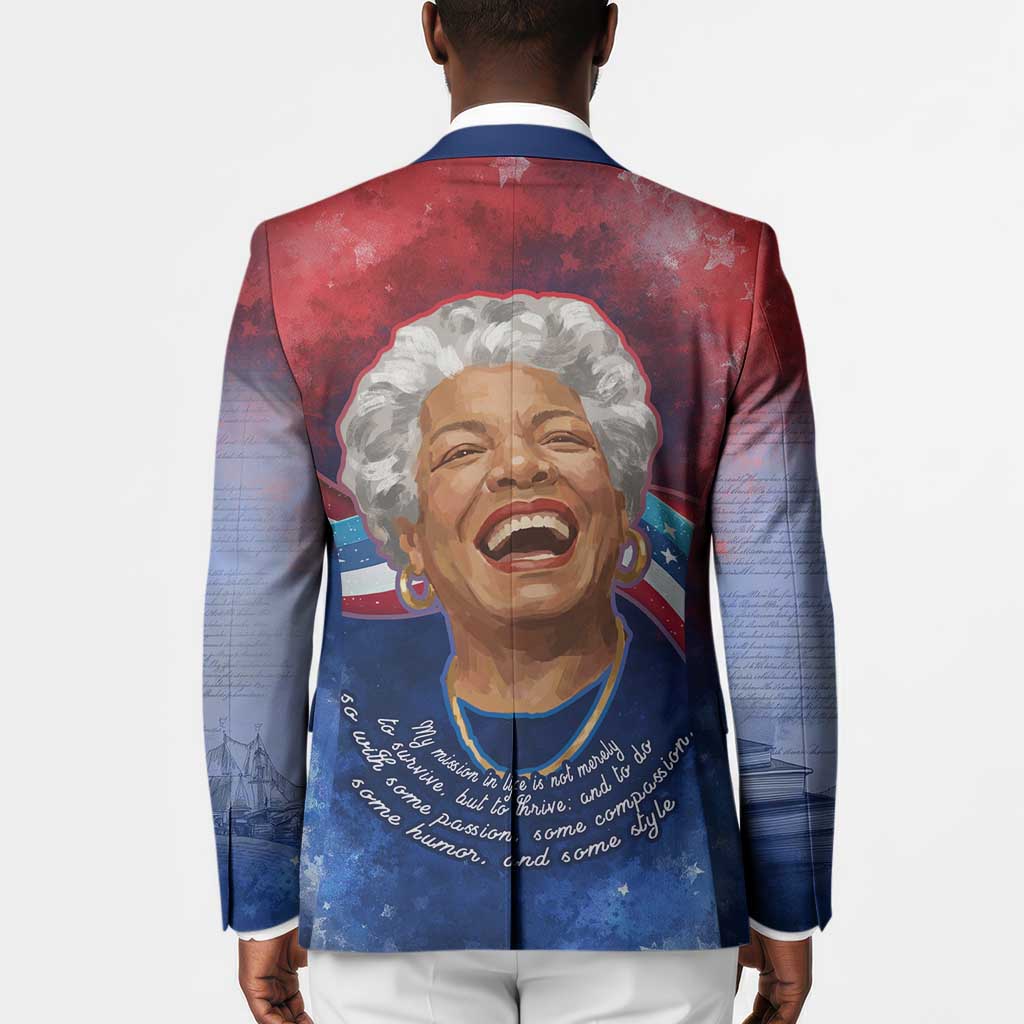 Maya Angelou Blazer Inspirational Life Mission Quote Celebration of Joy Passion and Compassion - Wonder Print Shop