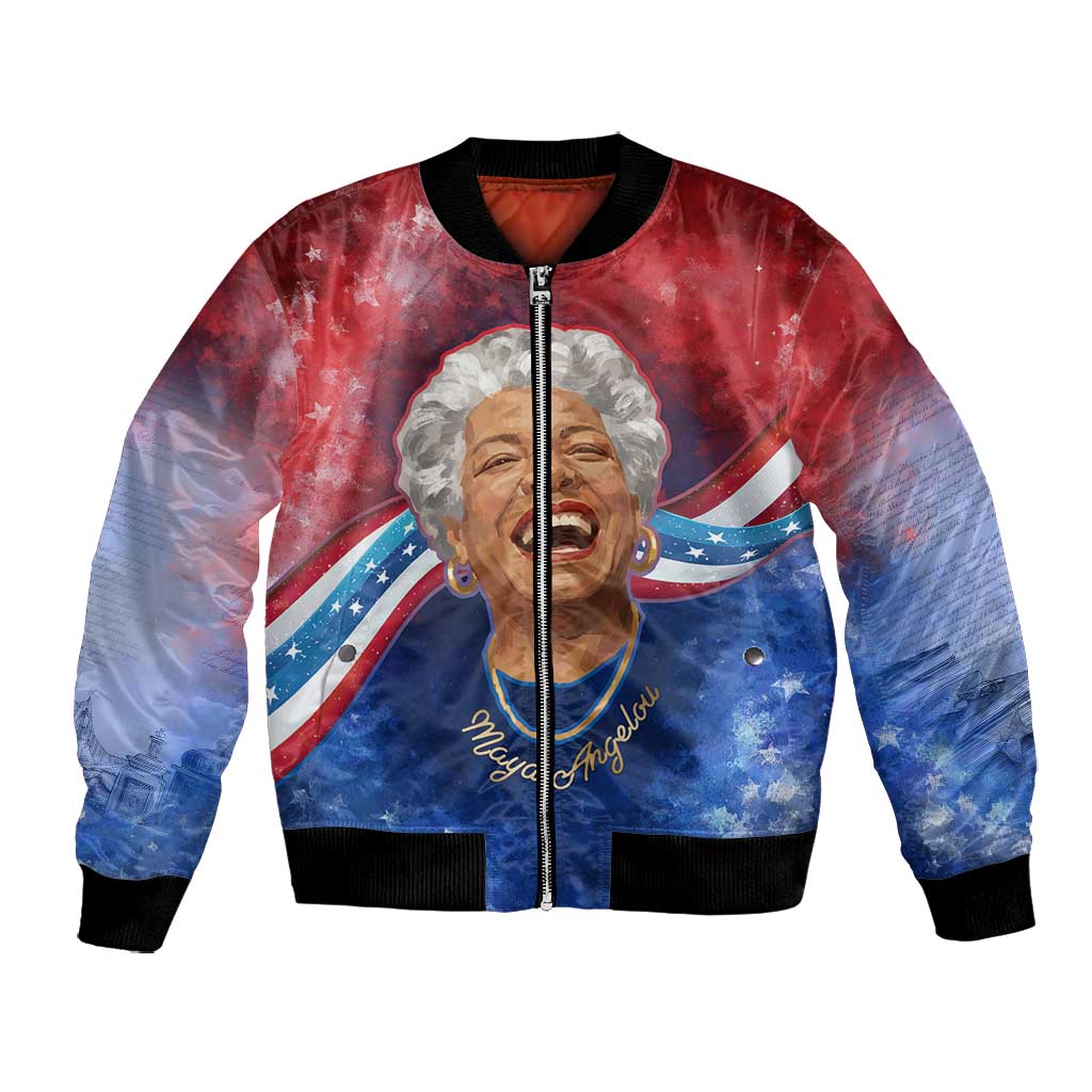 Maya Angelou Bomber Jacket Inspirational Life Mission Quote Celebration of Joy Passion and Compassion - Wonder Print Shop