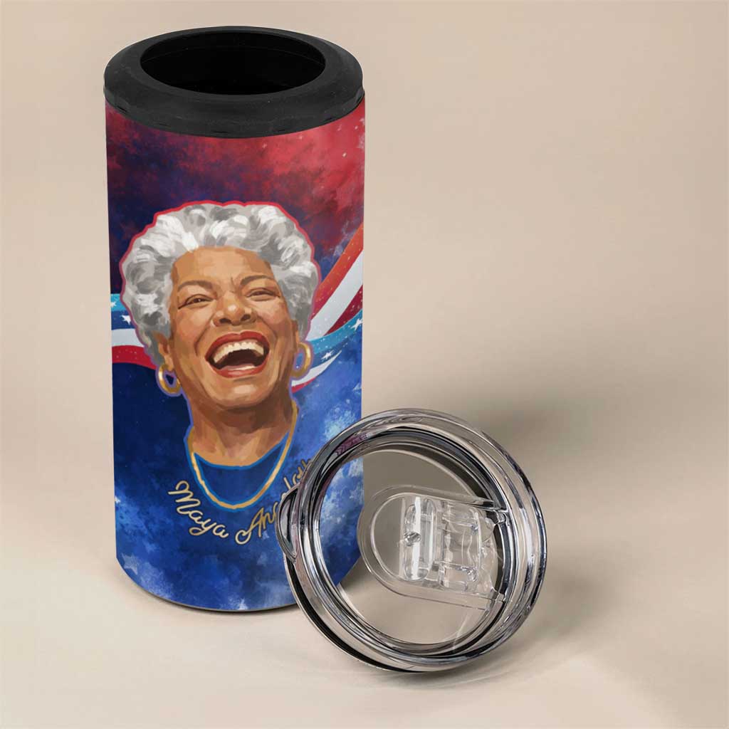 Maya Angelou 4 in 1 Can Cooler Tumbler Inspirational Life Mission Quote Celebration of Joy Passion and Compassion - Wonder Print Shop