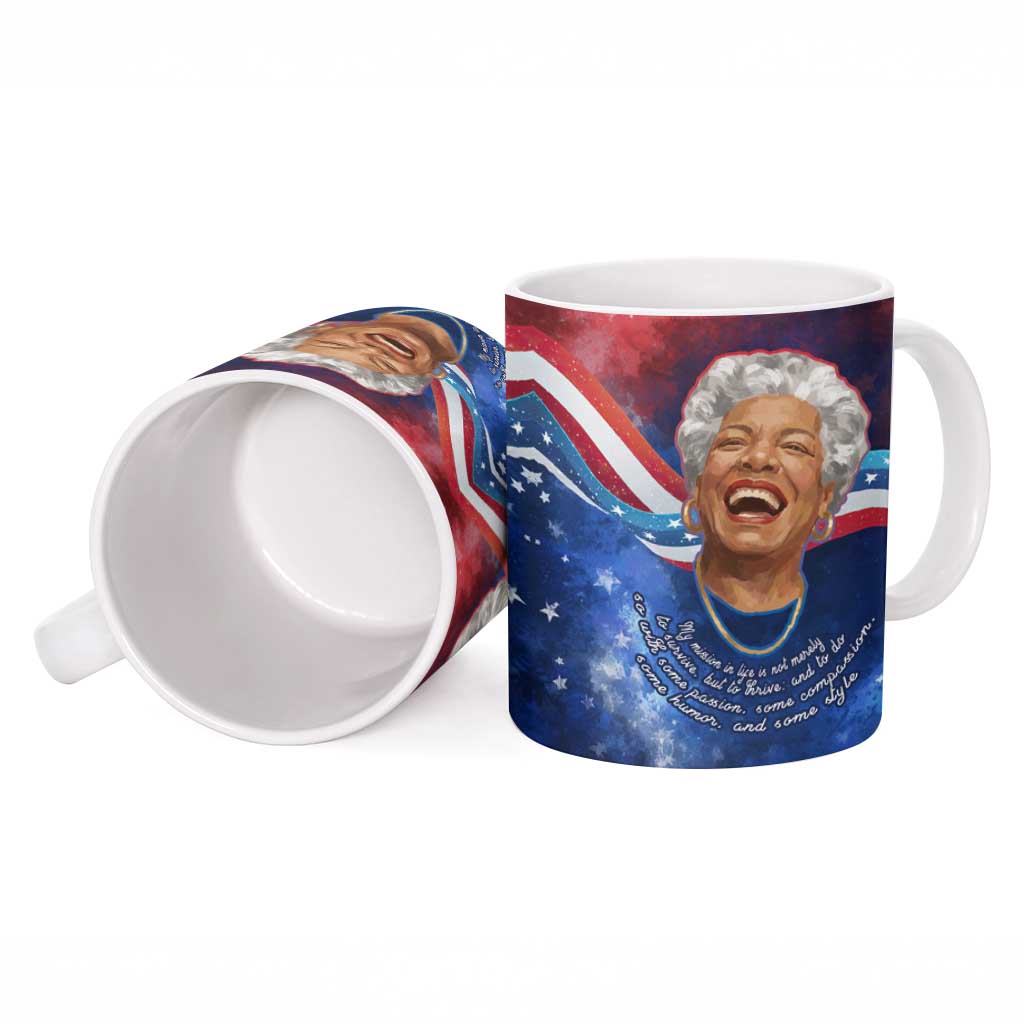 Maya Angelou Ceramic Mug Inspirational Life Mission Quote Celebration of Joy Passion and Compassion - Wonder Print Shop
