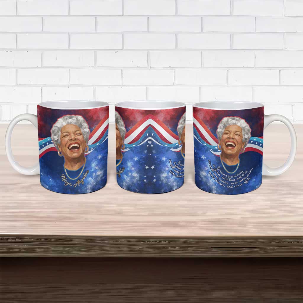 Maya Angelou Ceramic Mug Inspirational Life Mission Quote Celebration of Joy Passion and Compassion - Wonder Print Shop