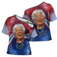 Maya Angelou Cross Shoulder Shirt Inspirational Life Mission Quote Celebration of Joy Passion and Compassion - Wonder Print Shop