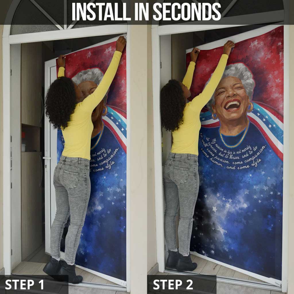 Maya Angelou Door Cover Inspirational Life Mission Quote Celebration of Joy Passion and Compassion - Wonder Print Shop