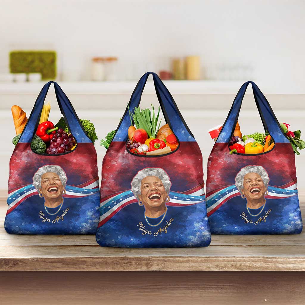 Maya Angelou Grocery Bag Inspirational Life Mission Quote Celebration of Joy Passion and Compassion - Wonder Print Shop