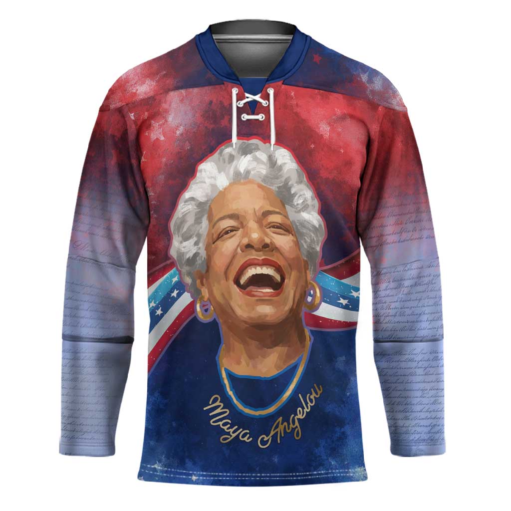 Maya Angelou Hockey Jersey Inspirational Life Mission Quote Celebration of Joy Passion and Compassion - Wonder Print Shop