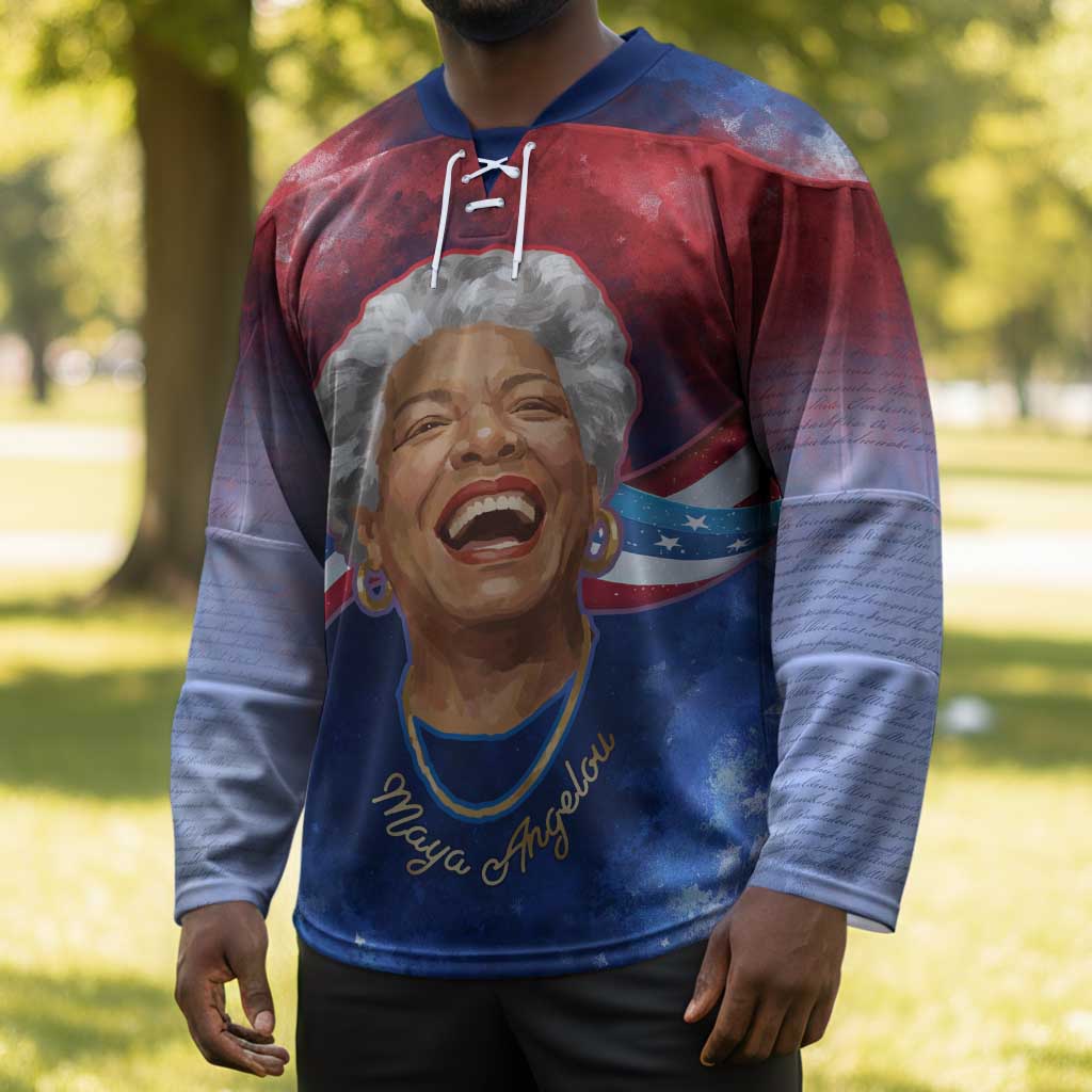 Maya Angelou Hockey Jersey Inspirational Life Mission Quote Celebration of Joy Passion and Compassion - Wonder Print Shop