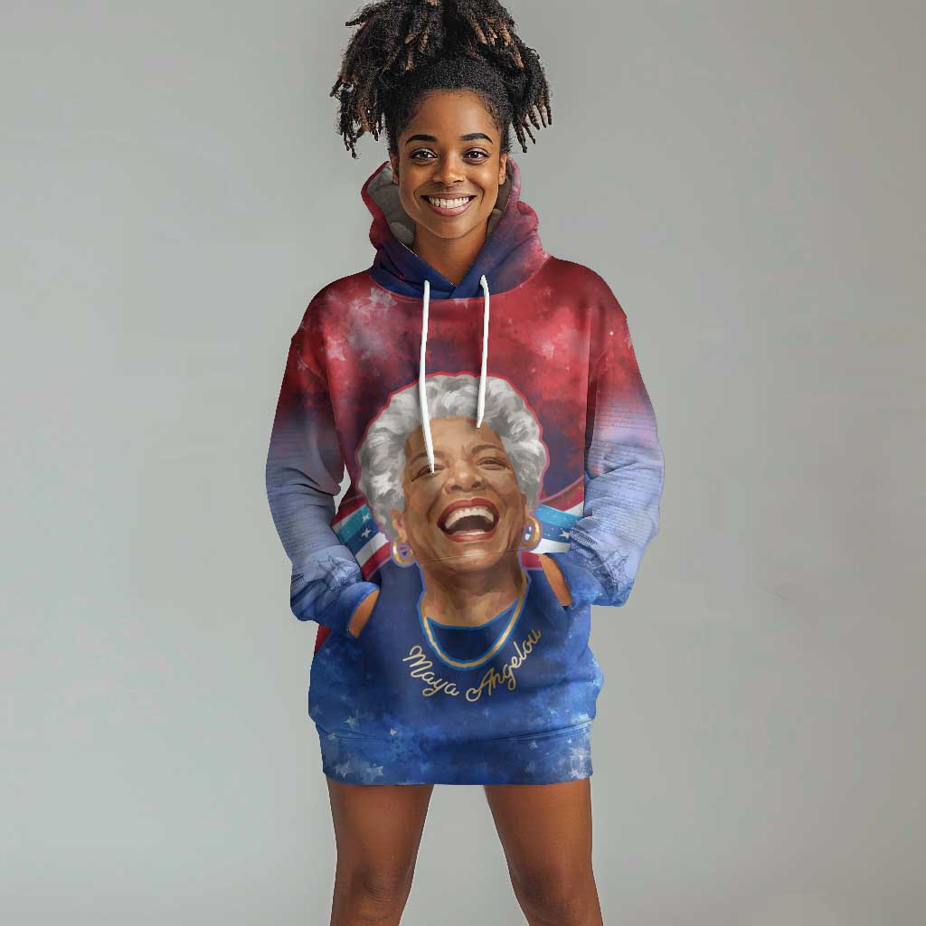 Maya Angelou Hoodie Dress Inspirational Life Mission Quote Celebration of Joy Passion and Compassion - Wonder Print Shop