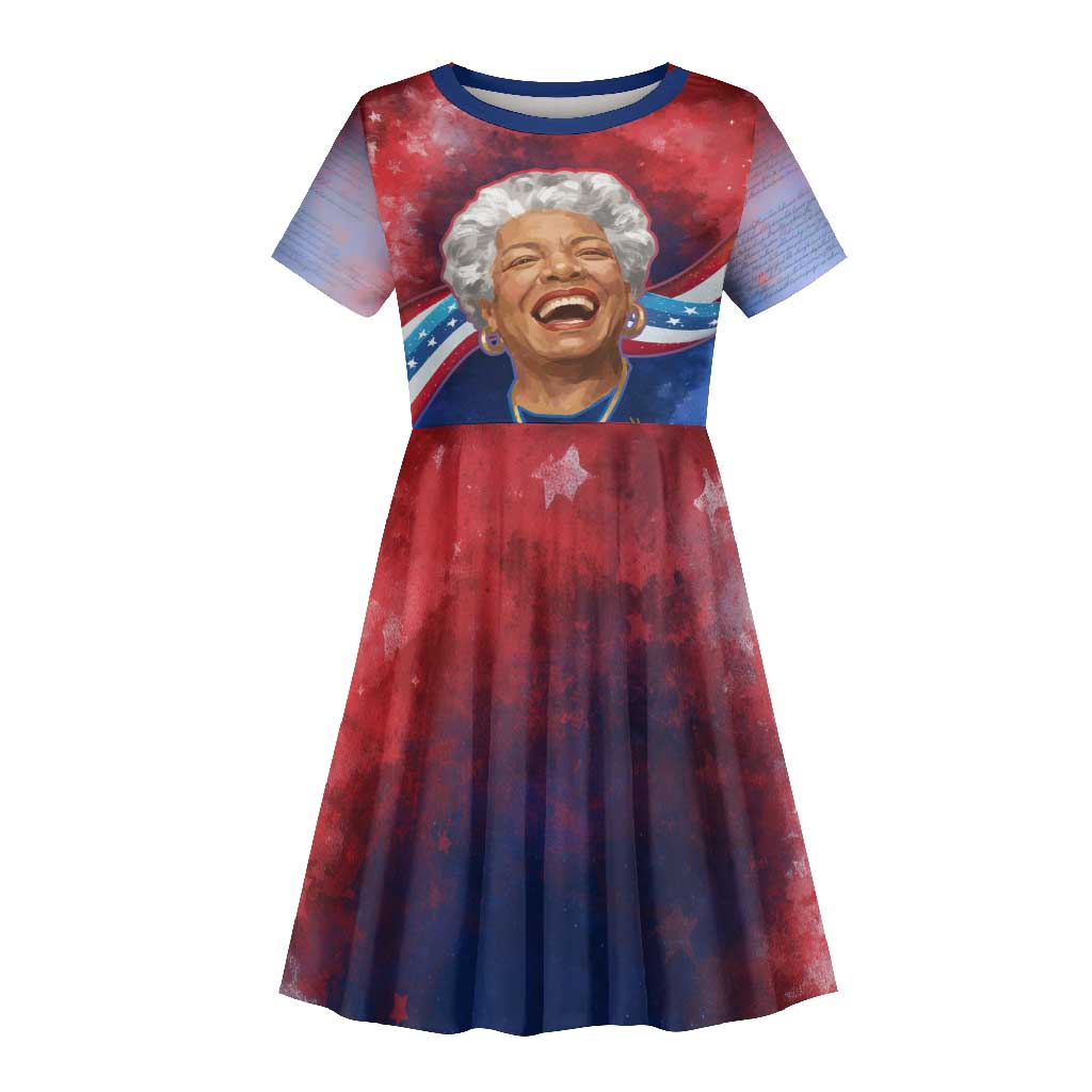 Maya Angelou Kid Short Sleeve Dress Inspirational Life Mission Quote Celebration of Joy Passion and Compassion - Wonder Print Shop
