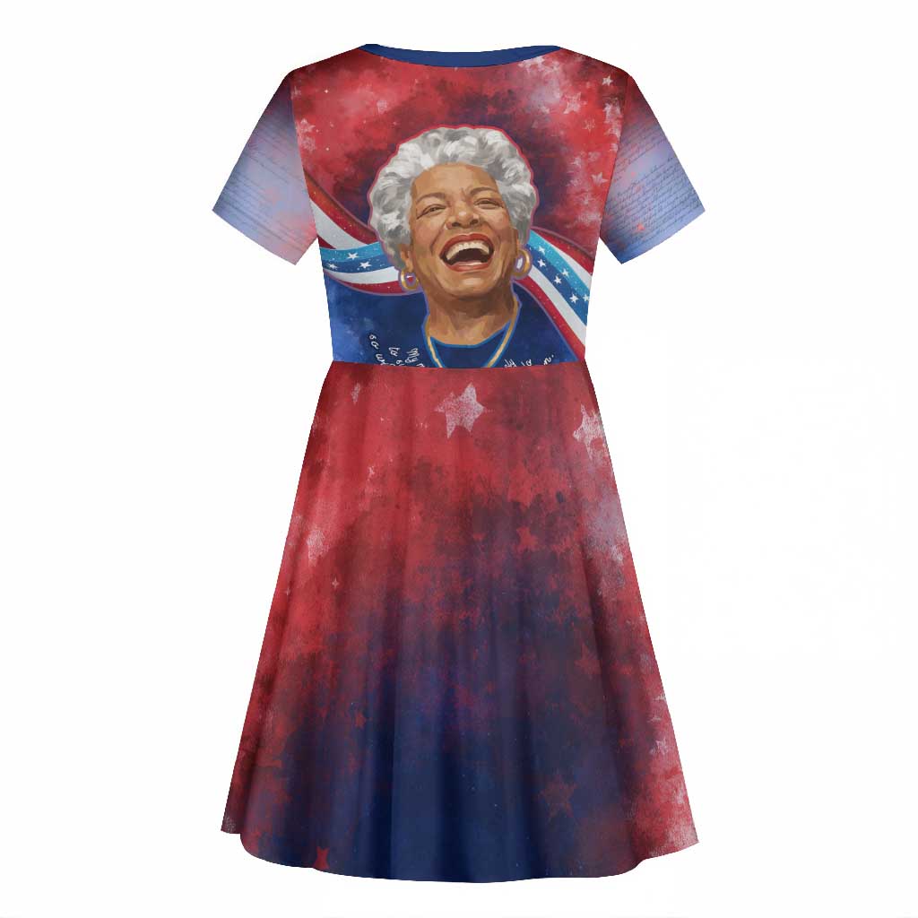 Maya Angelou Kid Short Sleeve Dress Inspirational Life Mission Quote Celebration of Joy Passion and Compassion - Wonder Print Shop
