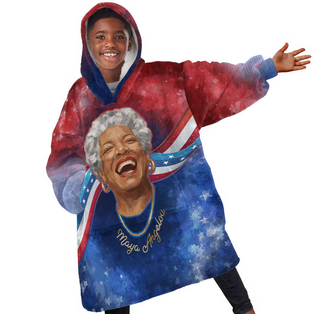 Maya Angelou Kid Wearable Blanket Hoodie Inspirational Life Mission Quote Celebration of Joy Passion and Compassion - Wonder Print Shop