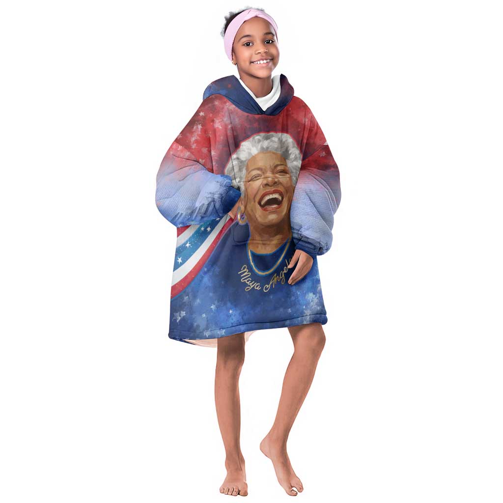 Maya Angelou Kid Wearable Blanket Hoodie Inspirational Life Mission Quote Celebration of Joy Passion and Compassion - Wonder Print Shop