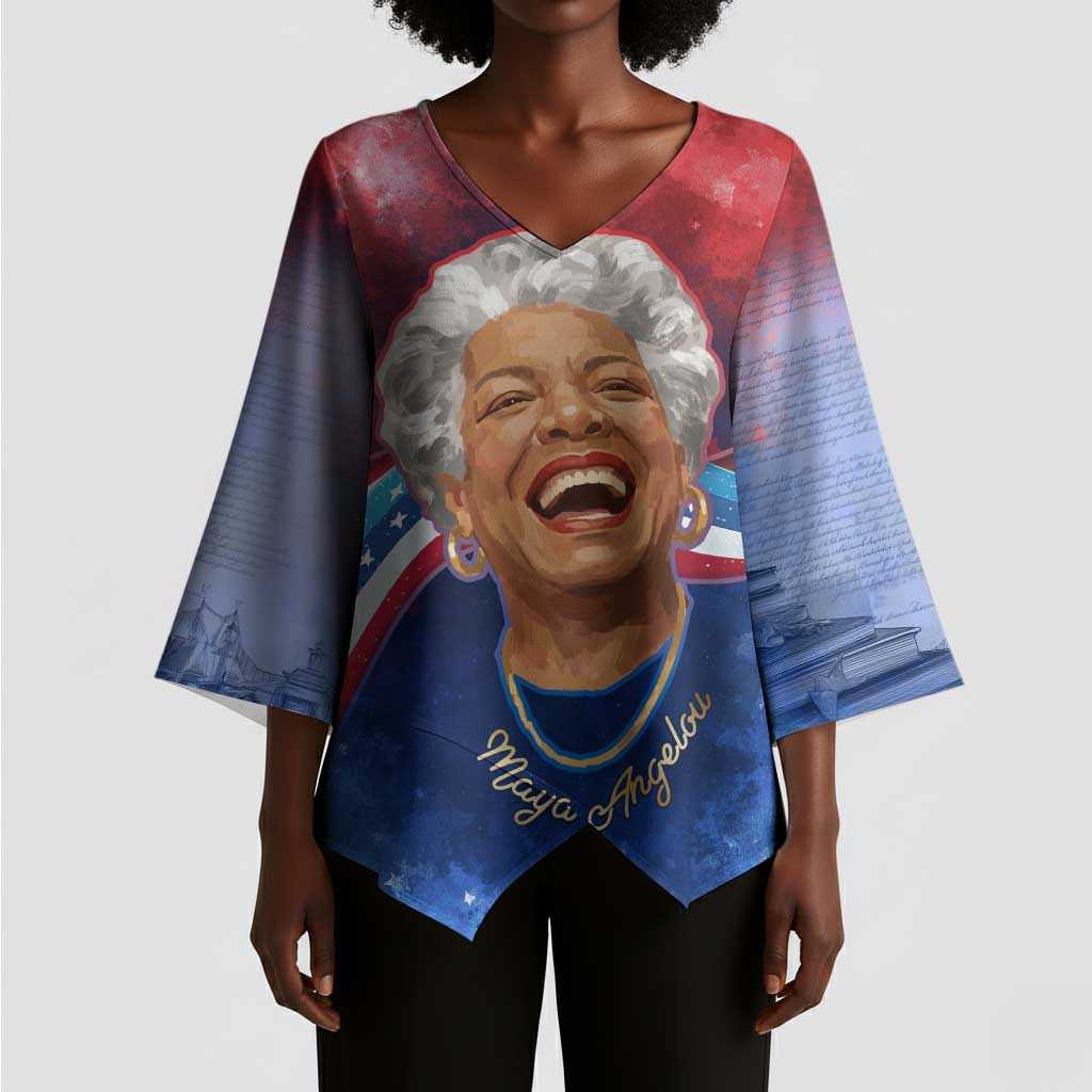 Maya Angelou Kimono Sleeve Blouse Inspirational Life Mission Quote Celebration of Joy Passion and Compassion - Wonder Print Shop