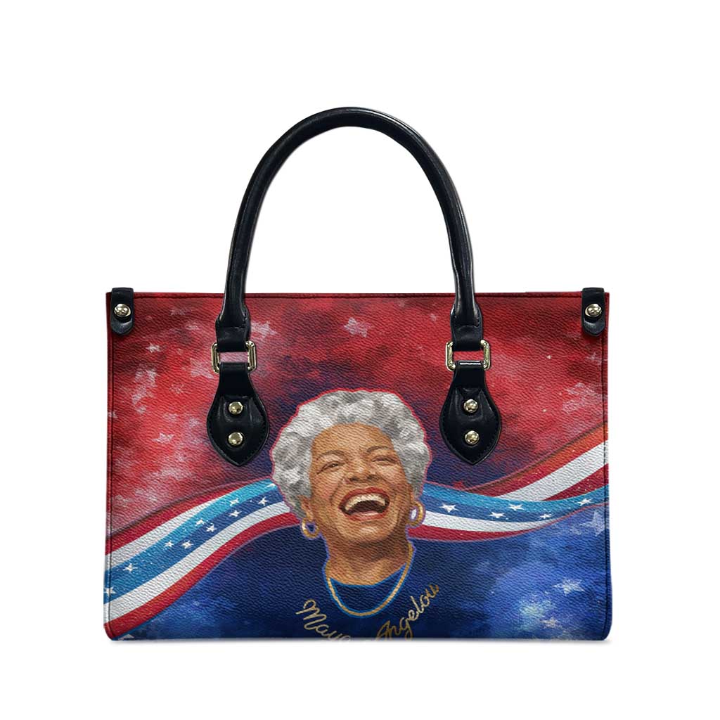 Maya Angelou Leather Bag Inspirational Life Mission Quote Celebration of Joy Passion and Compassion - Wonder Print Shop
