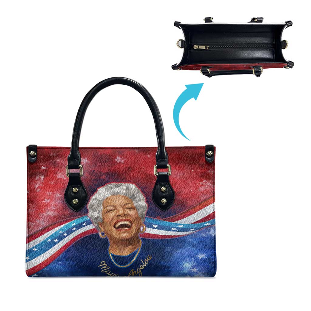 Maya Angelou Leather Bag Inspirational Life Mission Quote Celebration of Joy Passion and Compassion - Wonder Print Shop