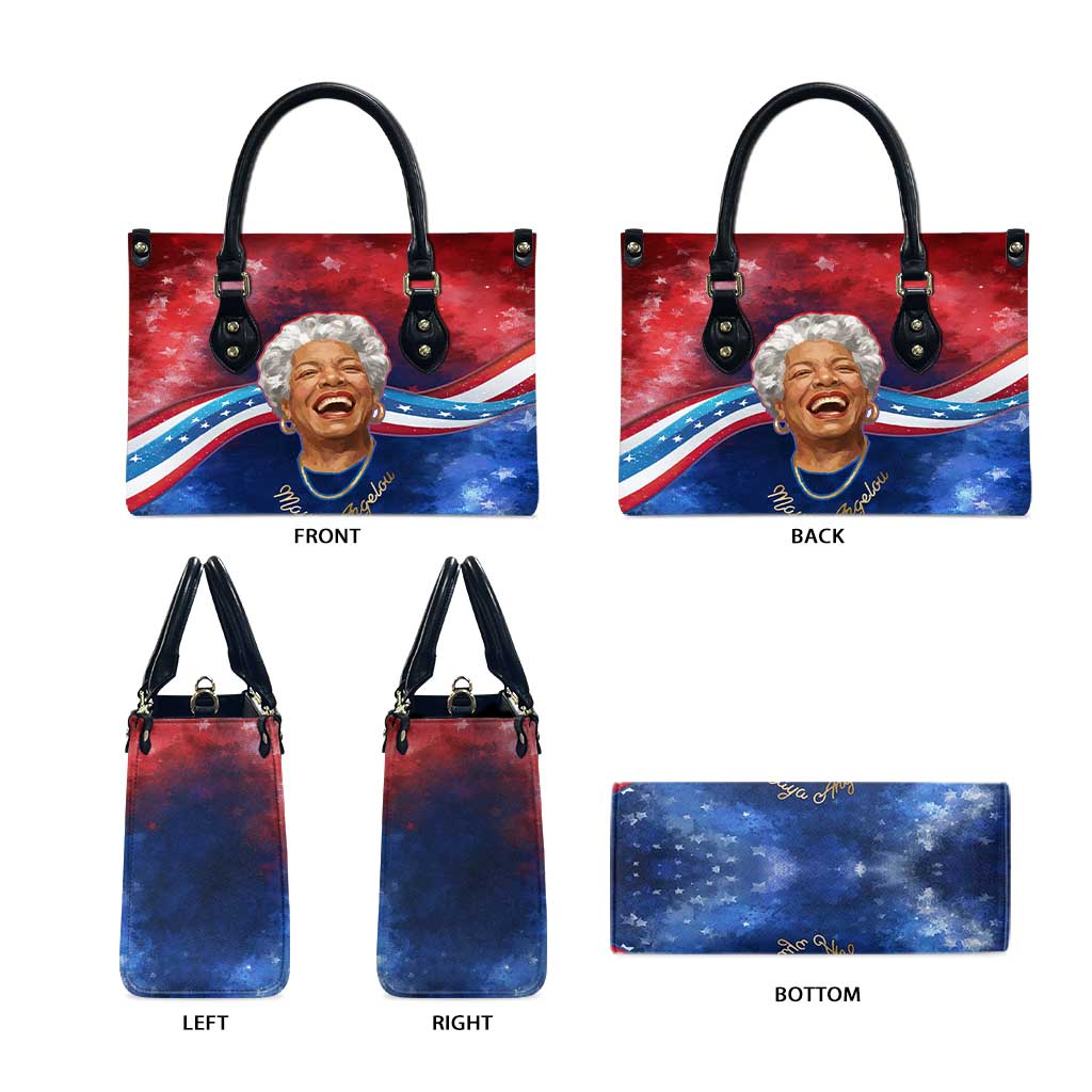 Maya Angelou Leather Bag Inspirational Life Mission Quote Celebration of Joy Passion and Compassion - Wonder Print Shop