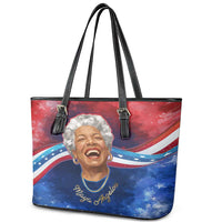 Maya Angelou Leather Tote Bag Inspirational Life Mission Quote Celebration of Joy Passion and Compassion - Wonder Print Shop