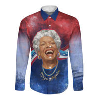 Maya Angelou Long Sleeve Button Shirt Inspirational Life Mission Quote Celebration of Joy Passion and Compassion - Wonder Print Shop