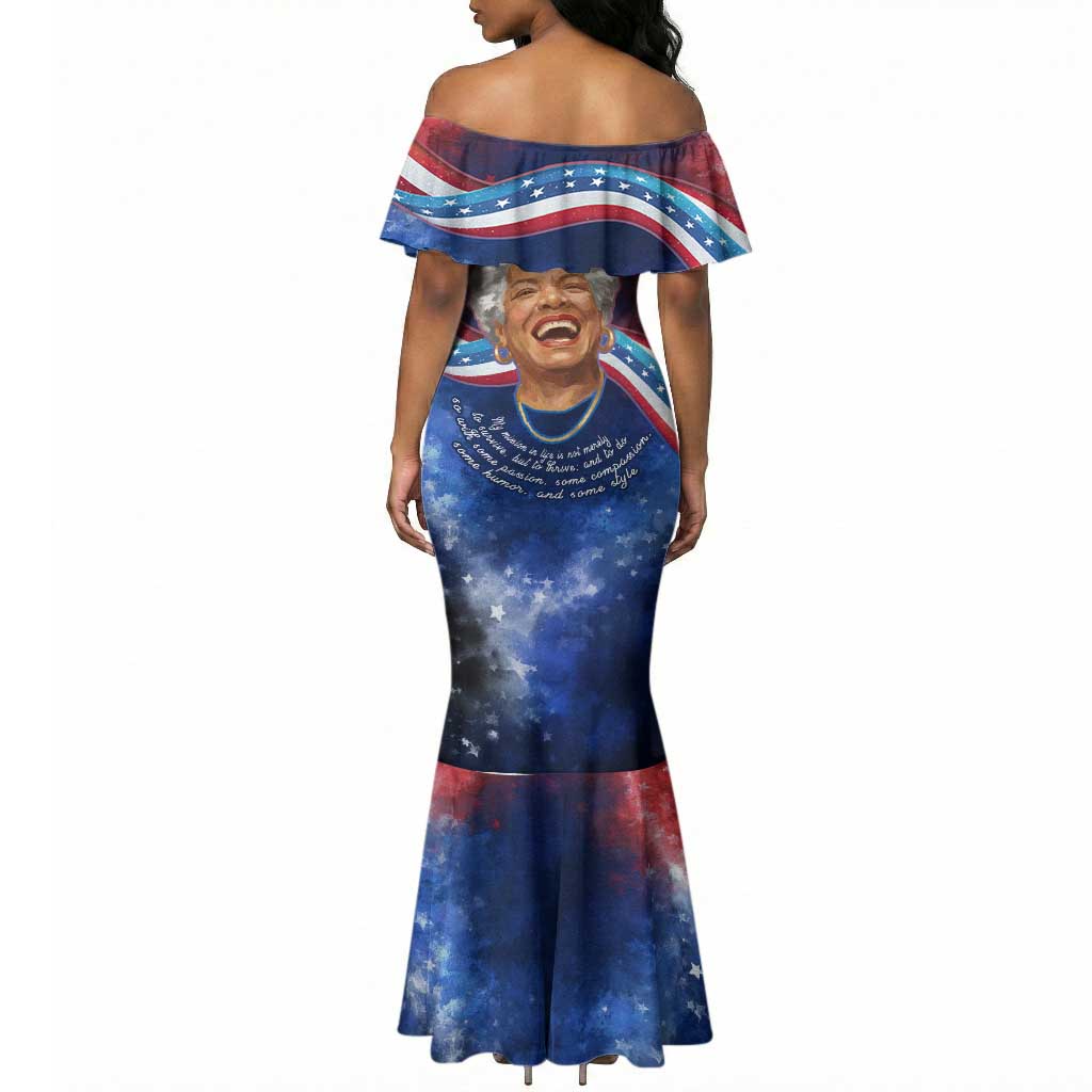 Maya Angelou Mermaid Dress Inspirational Life Mission Quote Celebration of Joy Passion and Compassion - Wonder Print Shop