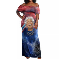 Maya Angelou Off Shoulder Maxi Dress Inspirational Life Mission Quote Celebration of Joy Passion and Compassion - Wonder Print Shop