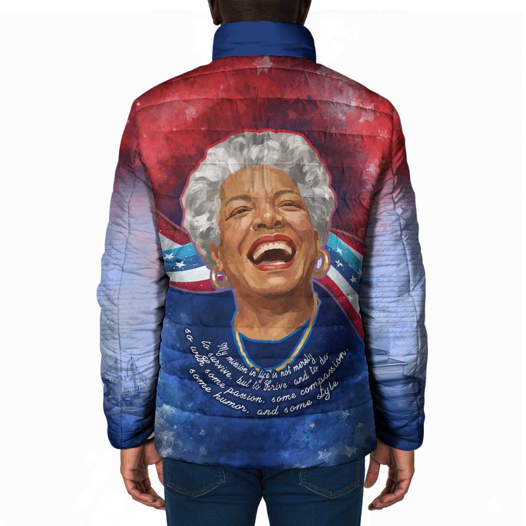 Maya Angelou Padded Jacket Inspirational Life Mission Quote Celebration of Joy Passion and Compassion - Wonder Print Shop