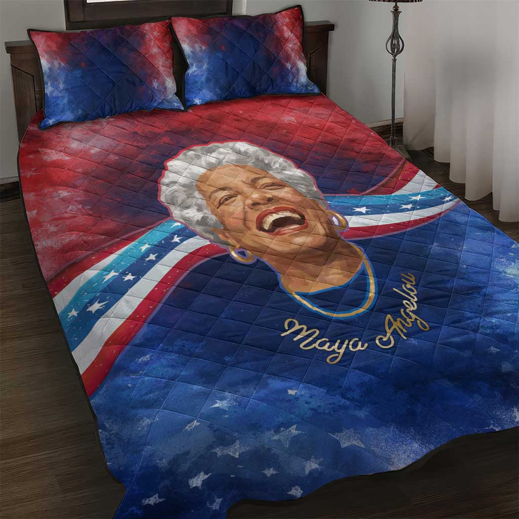 Maya Angelou Quilt Bed Set Inspirational Life Mission Quote Celebration of Joy Passion and Compassion - Wonder Print Shop