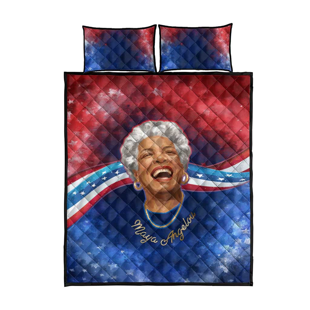 Maya Angelou Quilt Bed Set Inspirational Life Mission Quote Celebration of Joy Passion and Compassion - Wonder Print Shop