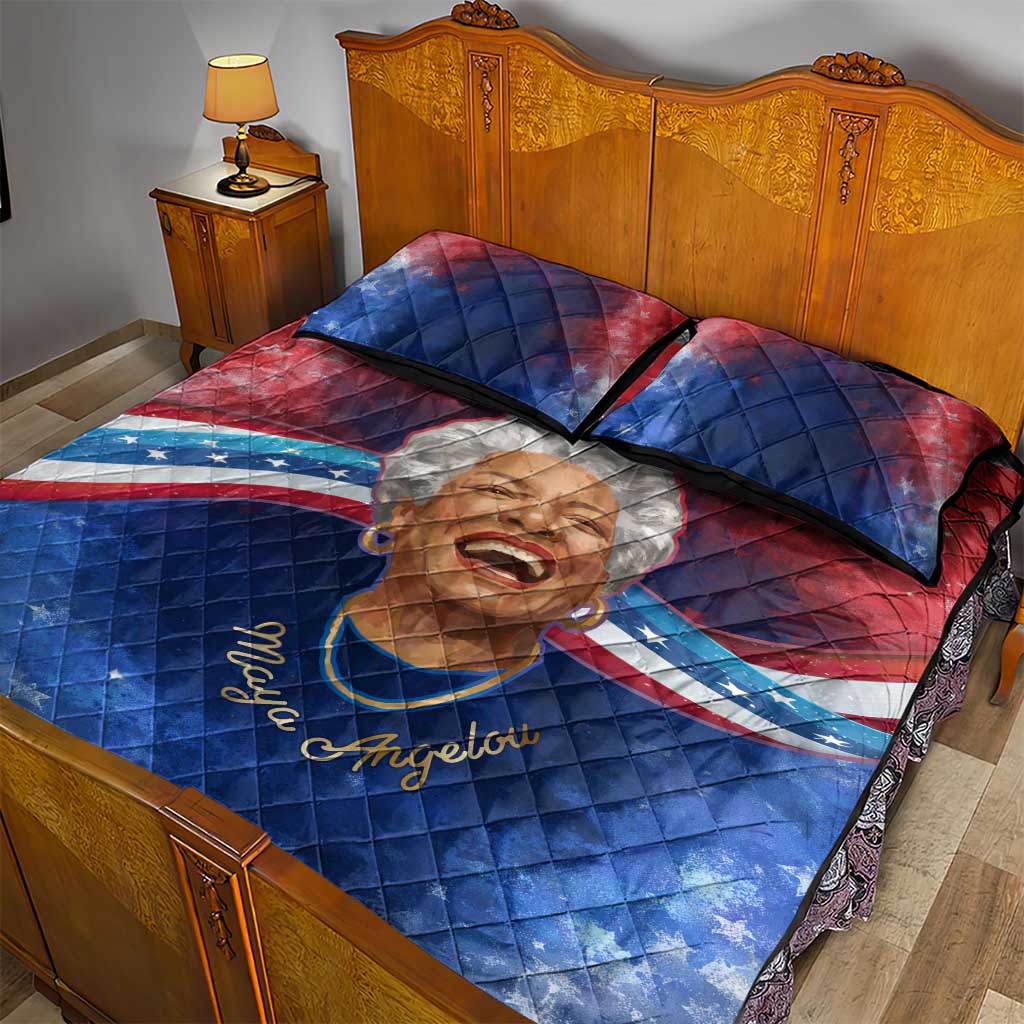 Maya Angelou Quilt Bed Set Inspirational Life Mission Quote Celebration of Joy Passion and Compassion - Wonder Print Shop