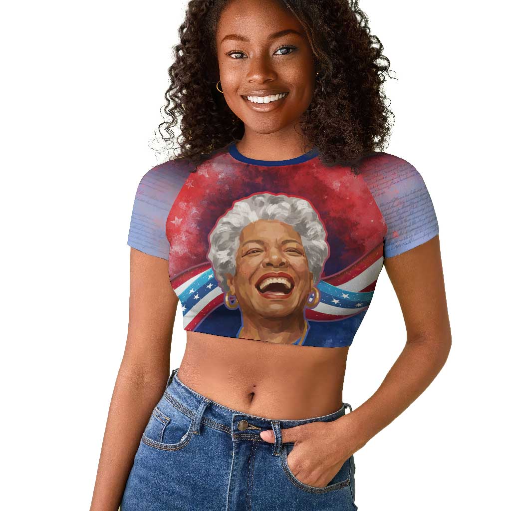 Maya Angelou Raglan Cropped T shirt Inspirational Life Mission Quote Celebration of Joy Passion and Compassion - Wonder Print Shop