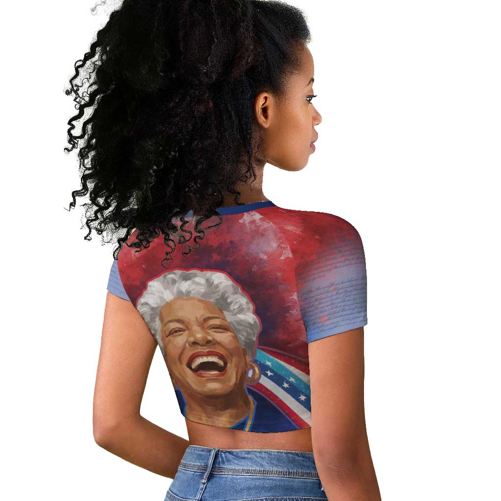 Maya Angelou Raglan Cropped T shirt Inspirational Life Mission Quote Celebration of Joy Passion and Compassion - Wonder Print Shop