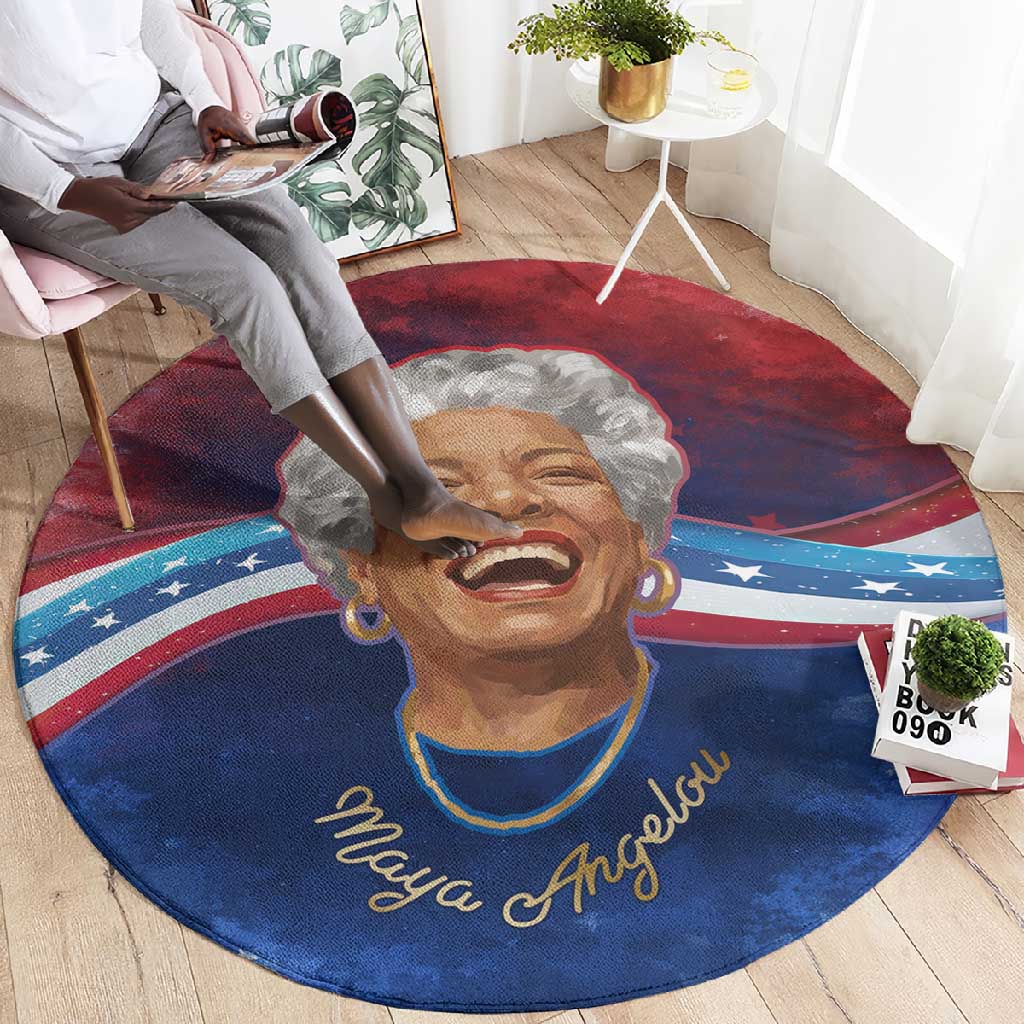 Maya Angelou Round Carpet Inspirational Life Mission Quote Celebration of Joy Passion and Compassion - Wonder Print Shop