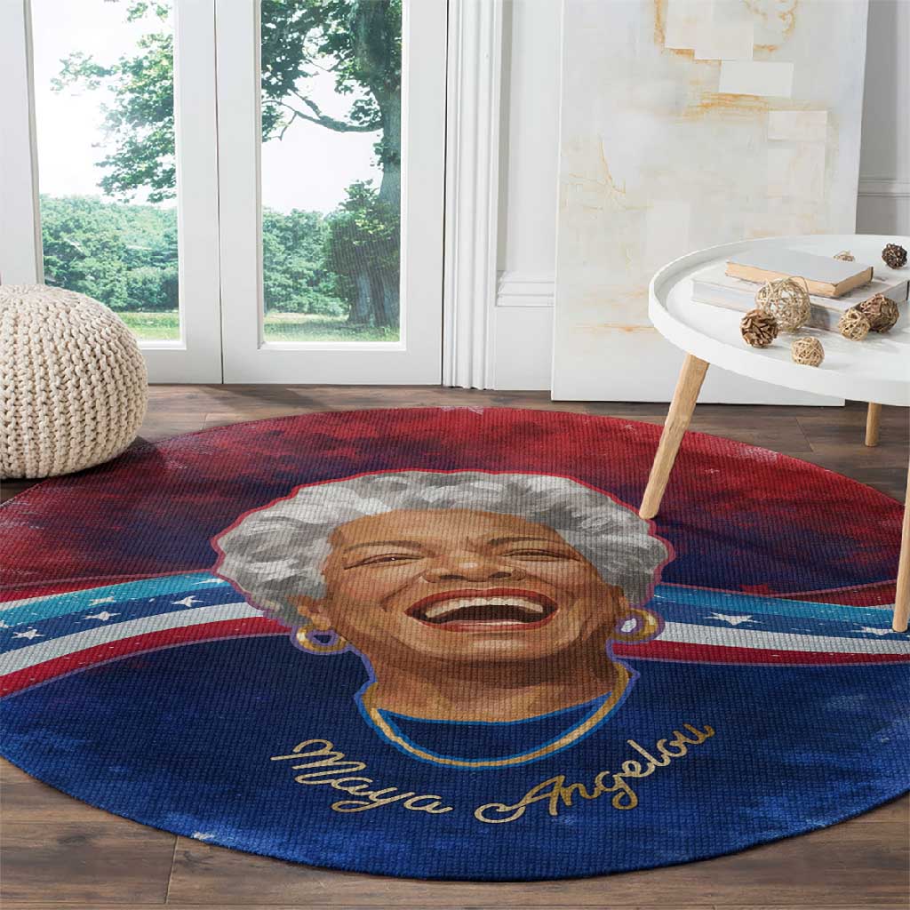 Maya Angelou Round Carpet Inspirational Life Mission Quote Celebration of Joy Passion and Compassion - Wonder Print Shop