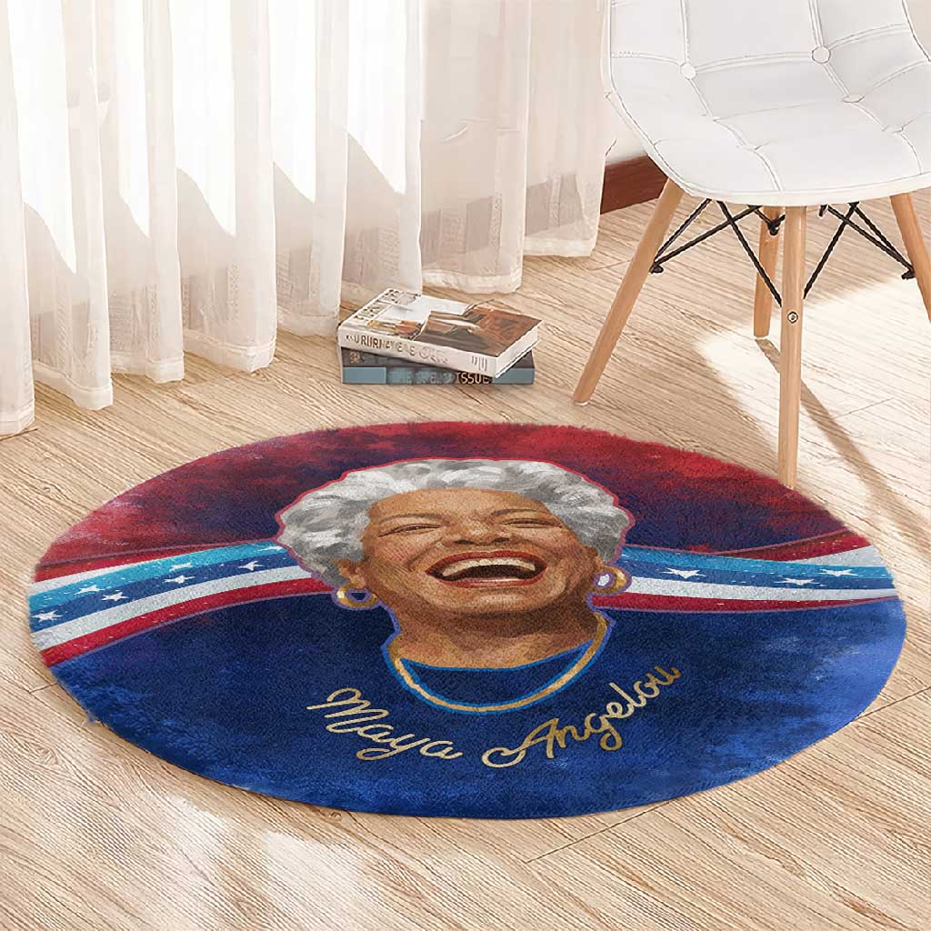 Maya Angelou Round Carpet Inspirational Life Mission Quote Celebration of Joy Passion and Compassion - Wonder Print Shop